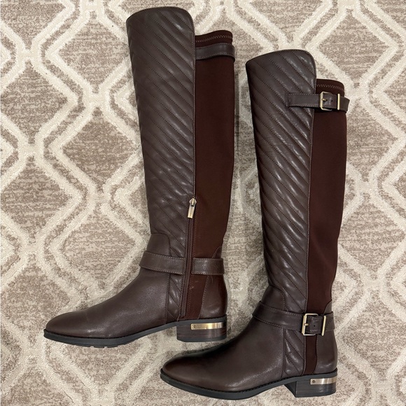 Vince Camuto Brown Leather Quilted Knee-High Boots/Women/ Size 7.5/ Like New - Picture 2 of 13
